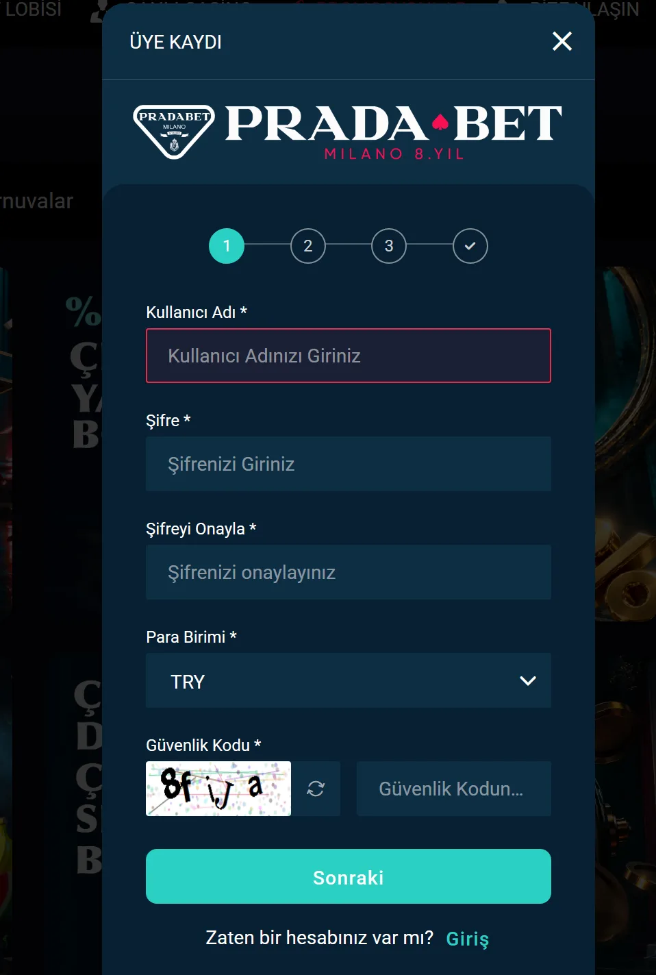 pradabet kayıt